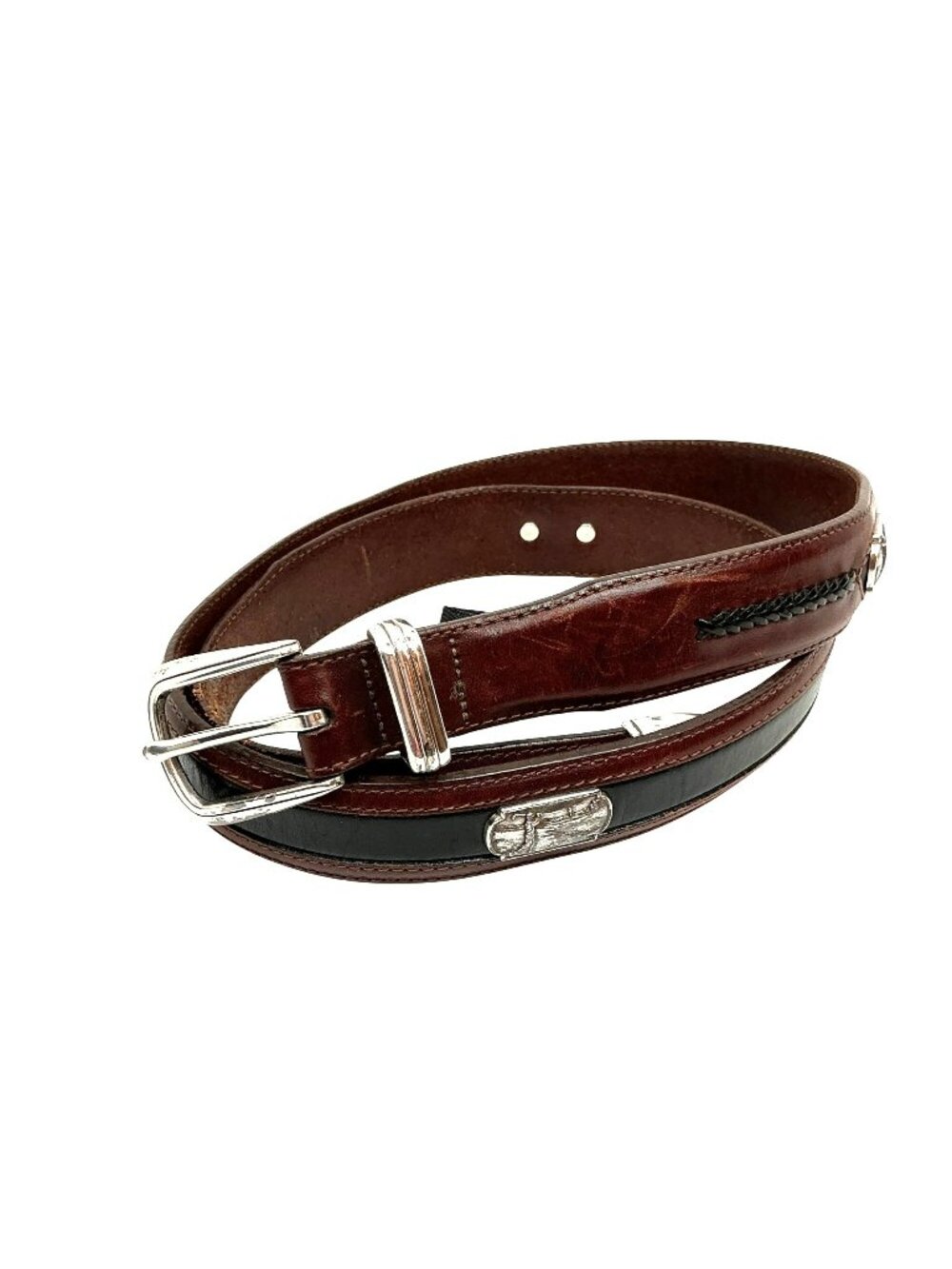 Onyx By Brighton Golf Scene Leather Belt Mens 40 Brown Black
